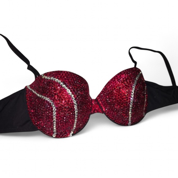 Crystal Rhinestone Selena Red Glam Bling Strapless Bra Top All Sizes New - Picture 2 of 10